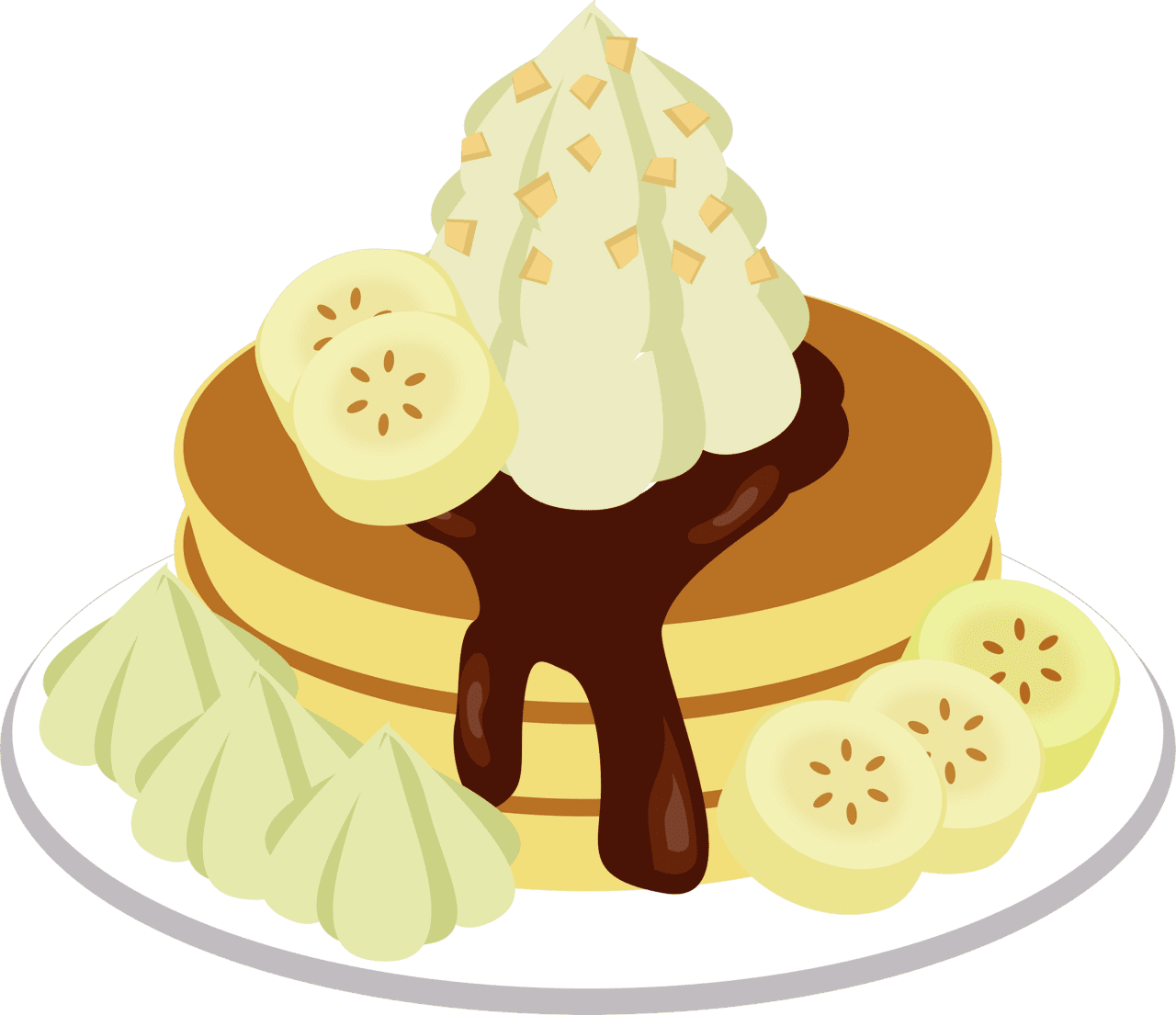 Banana chocolate pancake vector clipart images