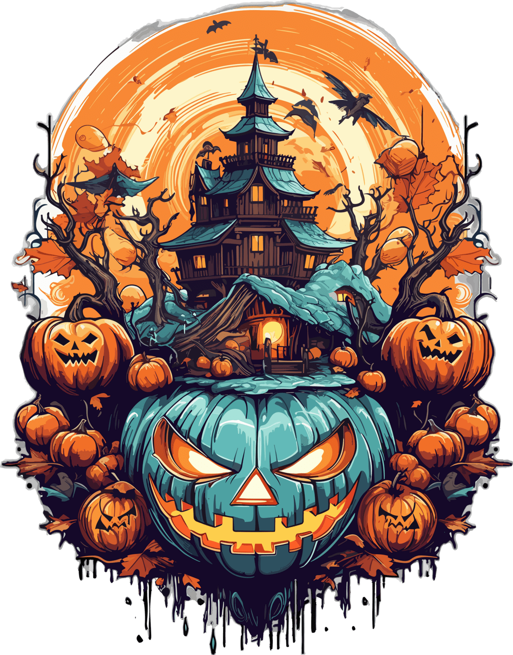 Haunted house pumpkin nightmare clipart clip art