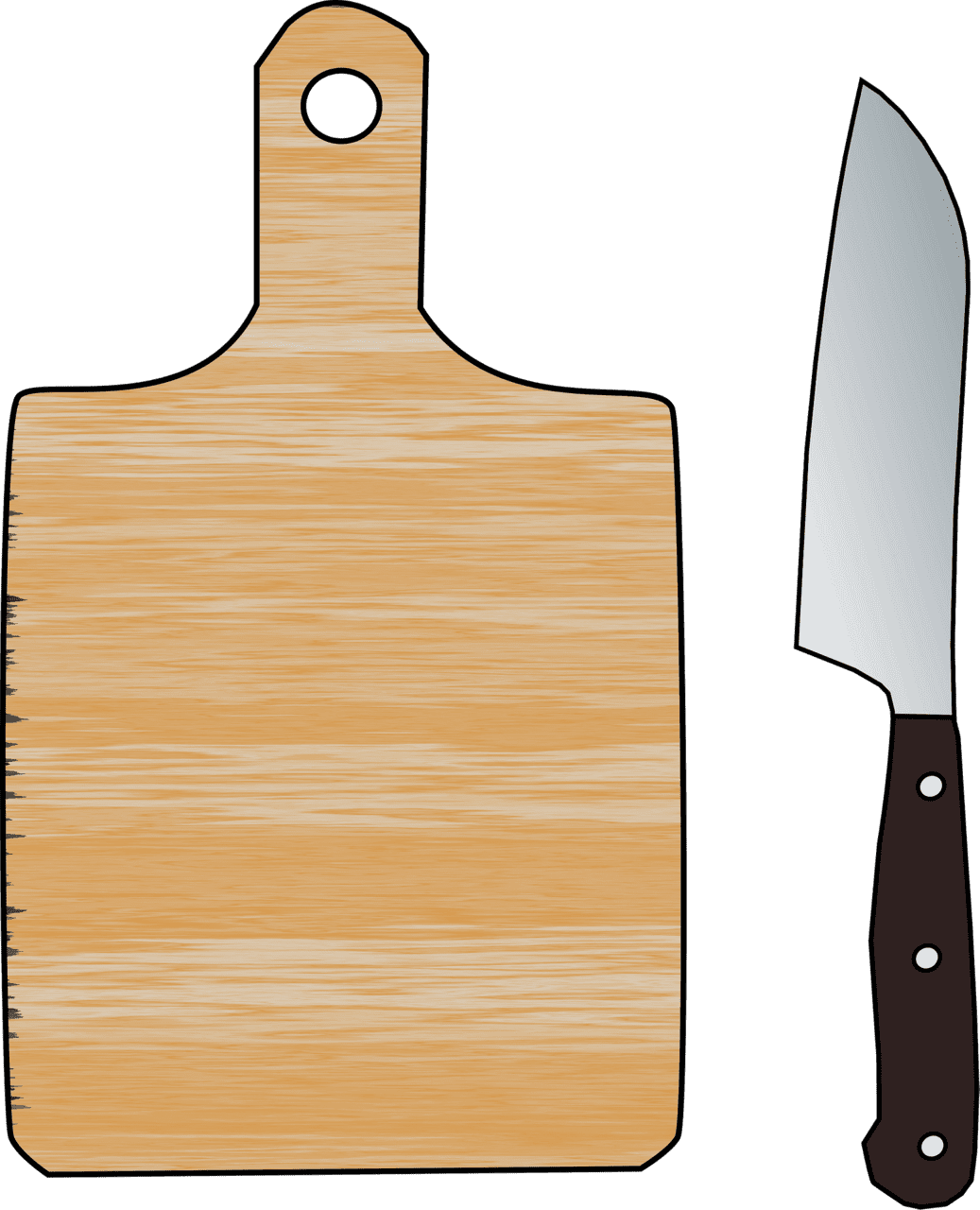 Cutting board and knife vector clipart images