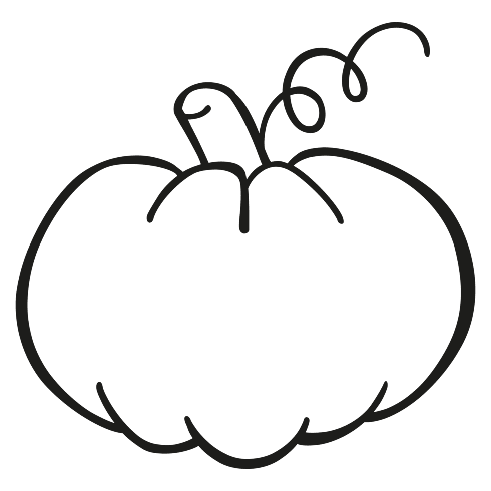 Pumpkin black and white outline for clipart clip art