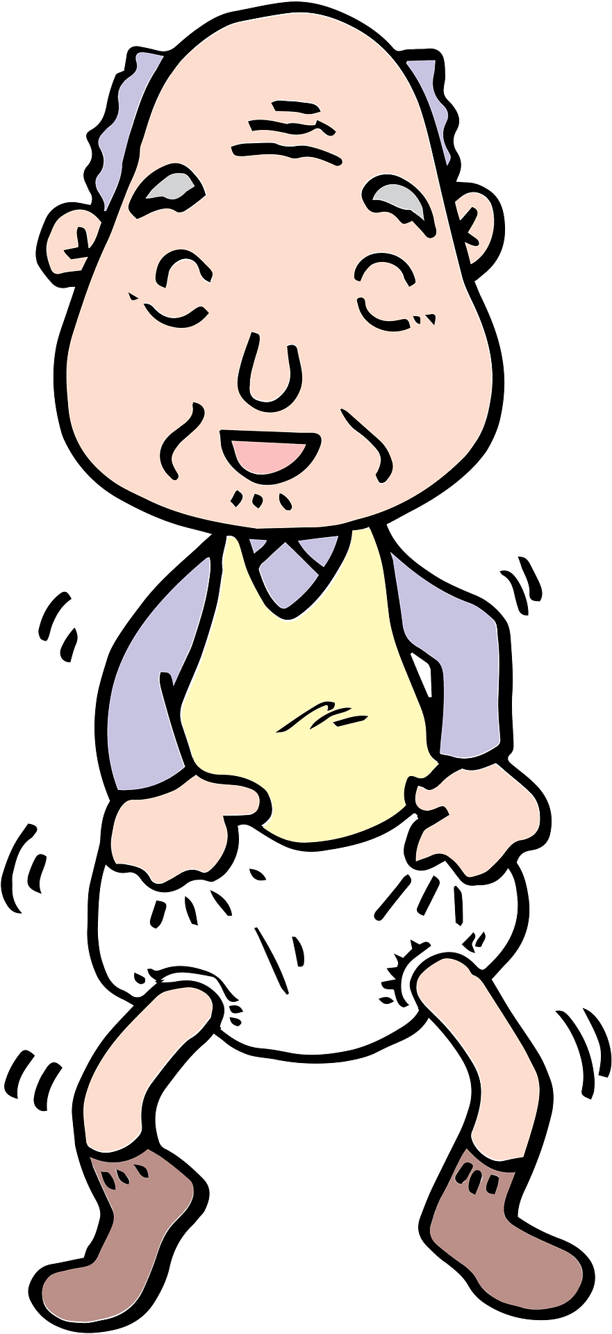 Senior man in diaper vector clipart images