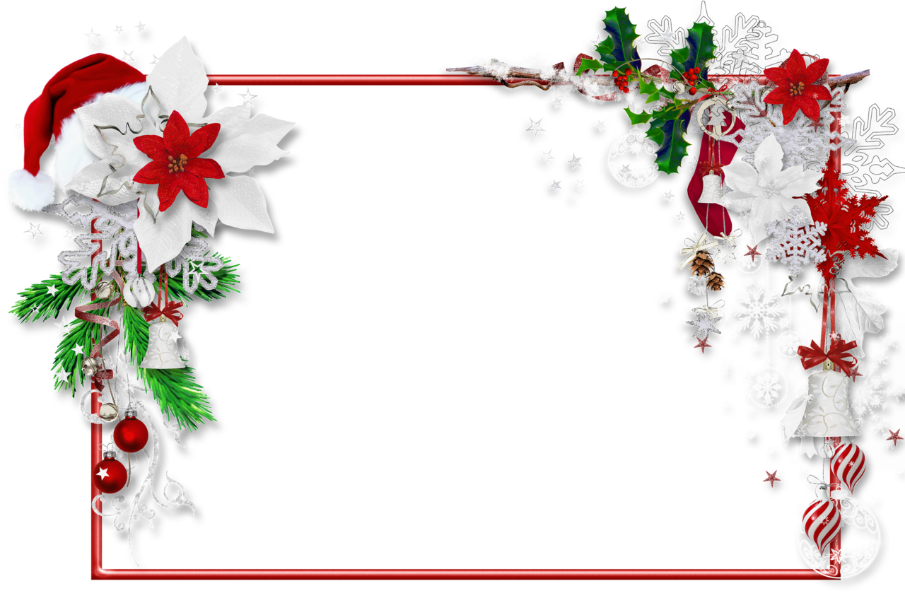 Christmas photo frame with santa hat and mistletoe clipart