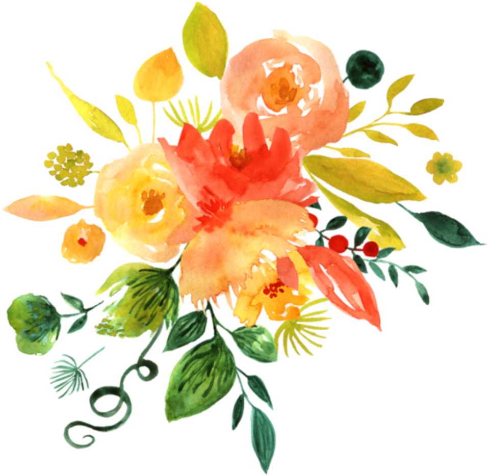 Flower bouquet ftestickers watercolor flowers orange yellow full size see clipart transparent