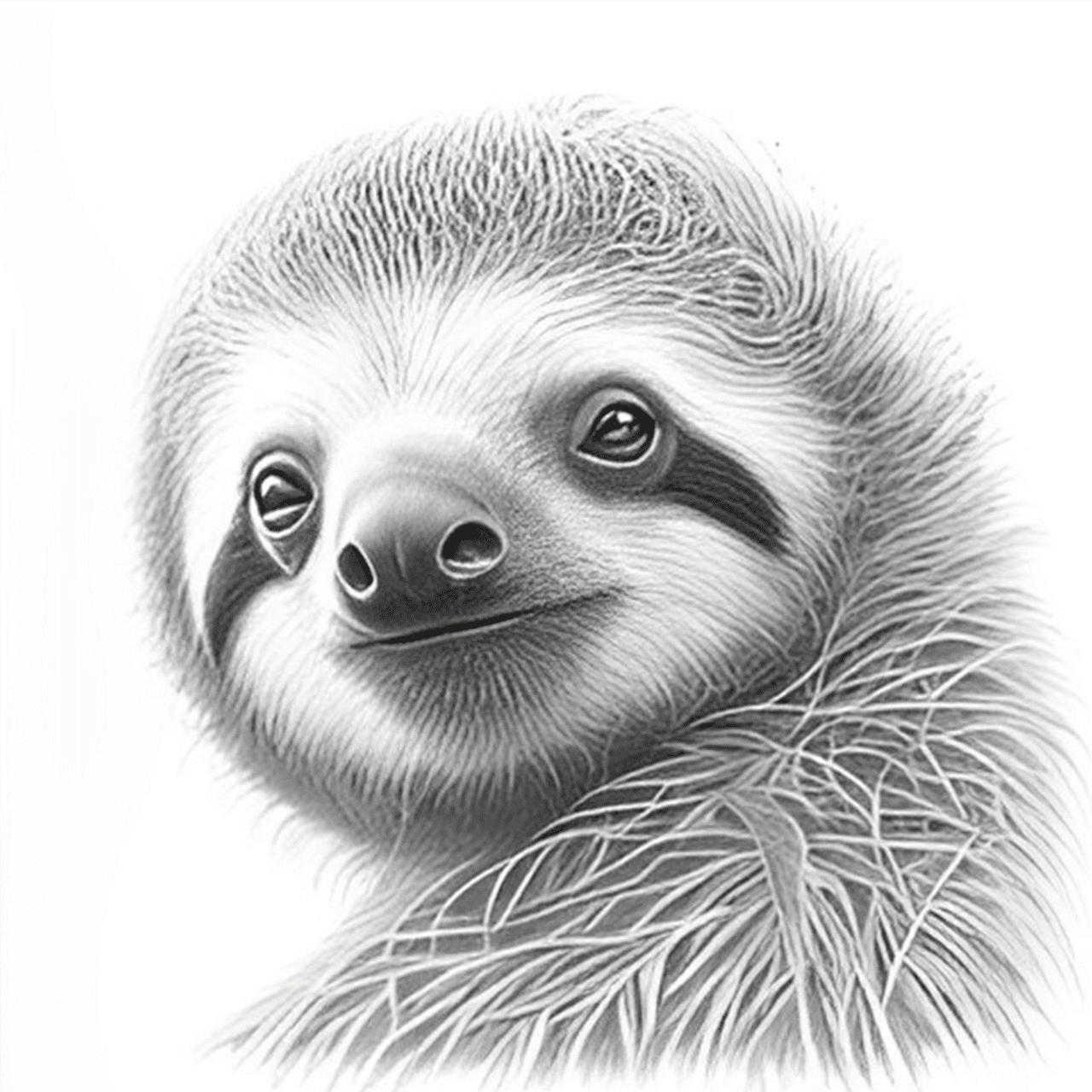 Sloth pencil drawing clipart picture