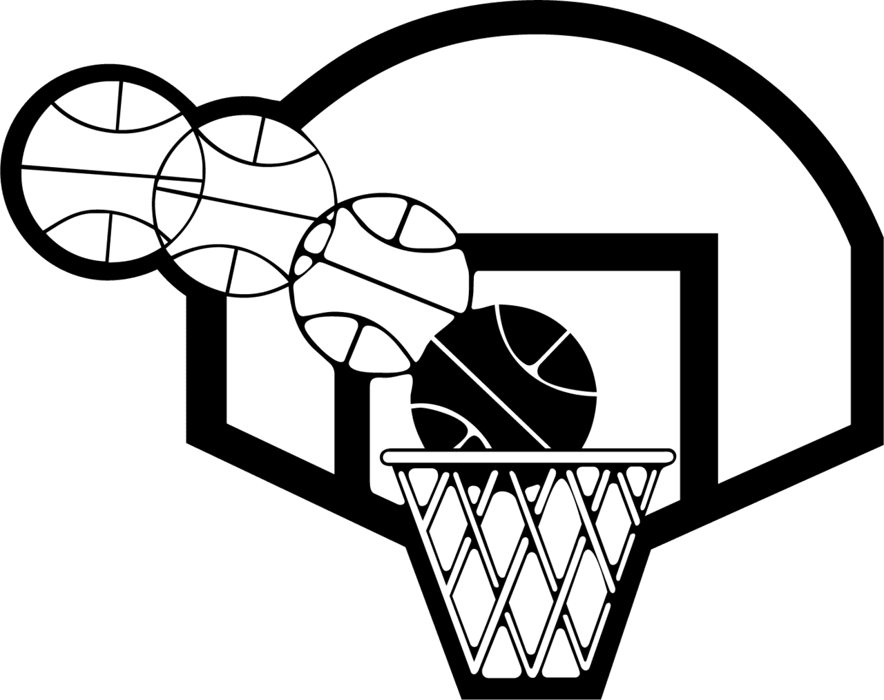 Basketball hoop black and white backboard clipart net image with no background