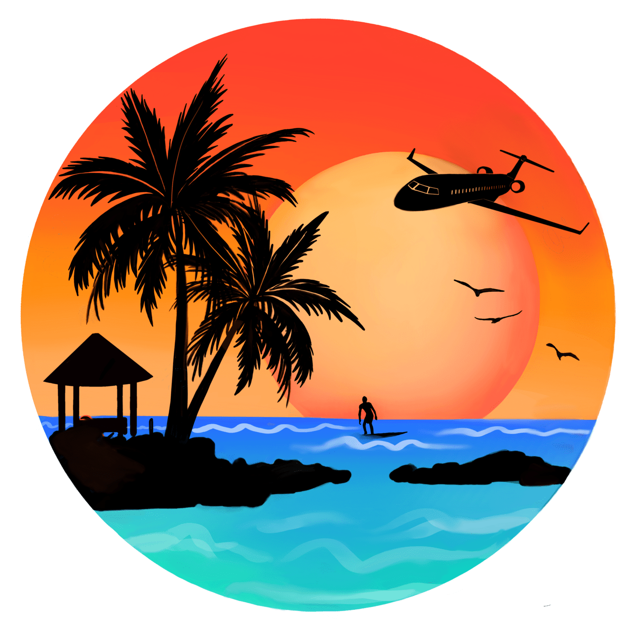 Sunset pin page clipart vector 2