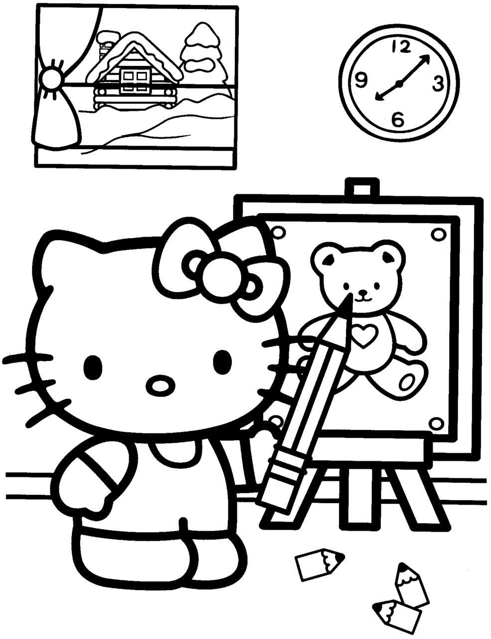 Hello kitty cartoons printable coloring pages clipart transparent