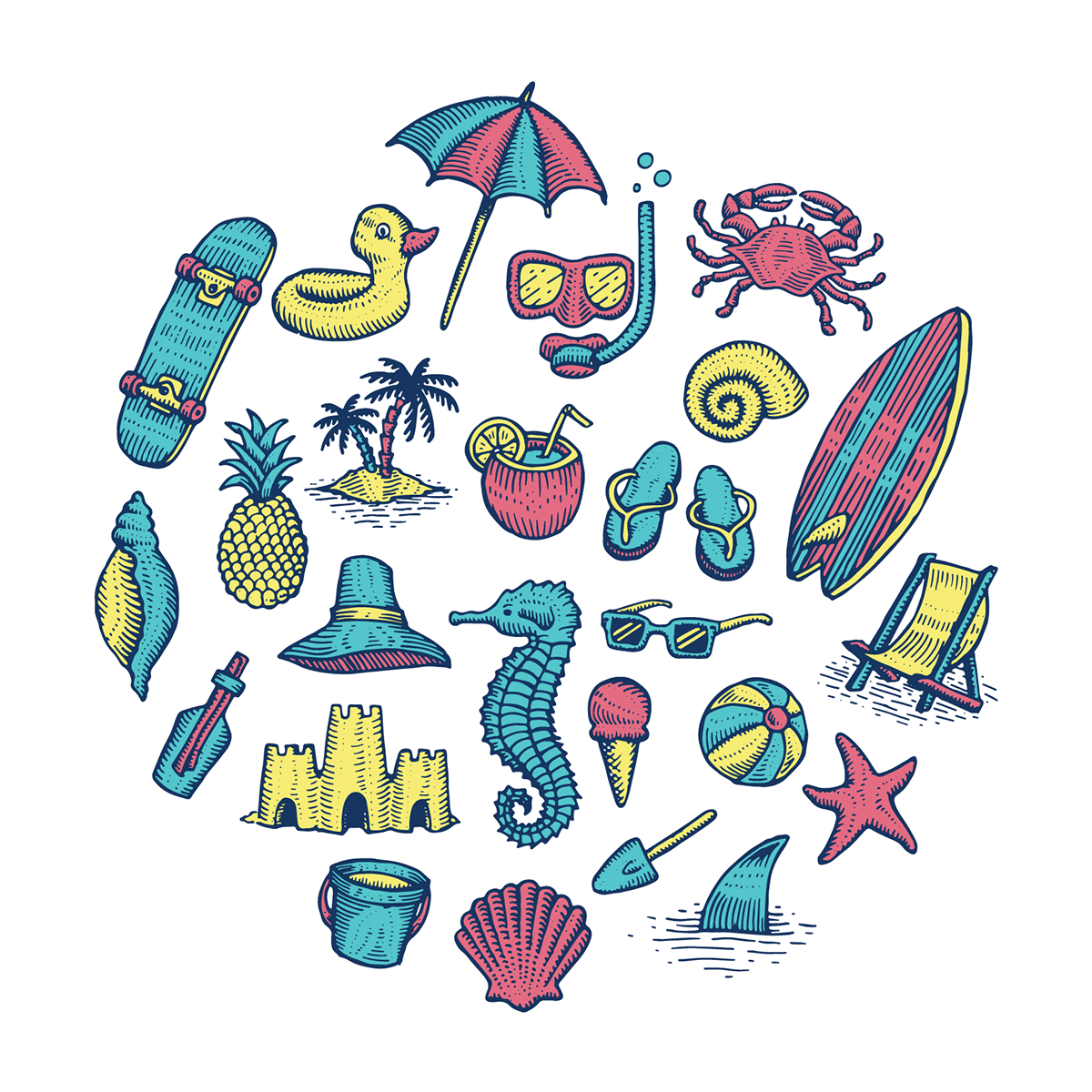 Summertime beach clipart logo