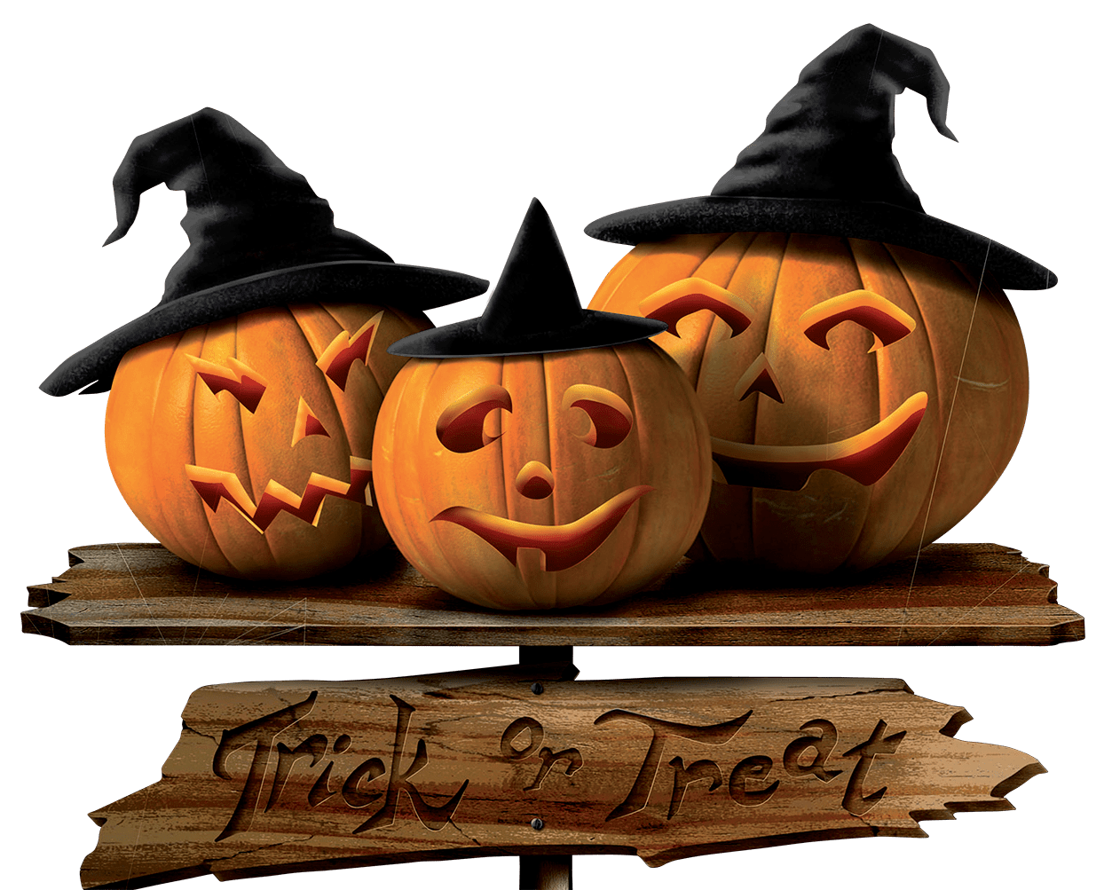 Halloween pumpkin trick or treat sign with pumpk picture clipart