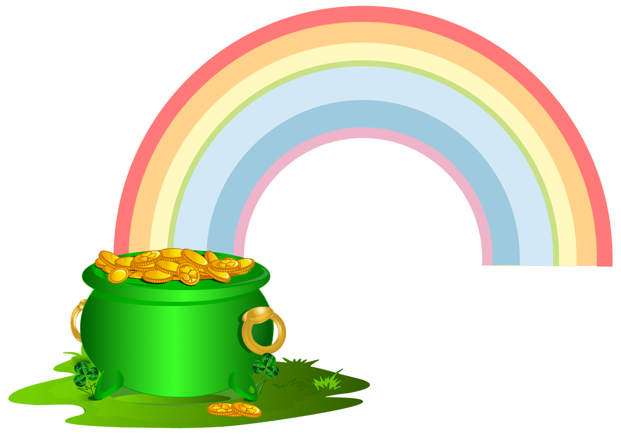 Gold rainbow clipart green pot of with image