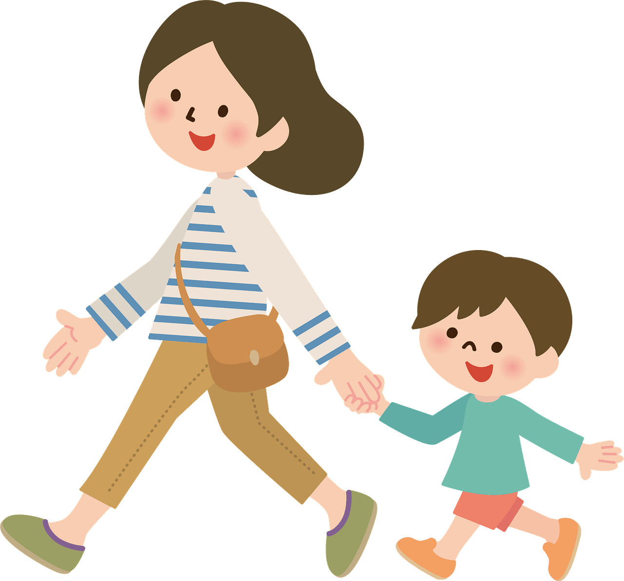 Mother and son are walking vector clipart images