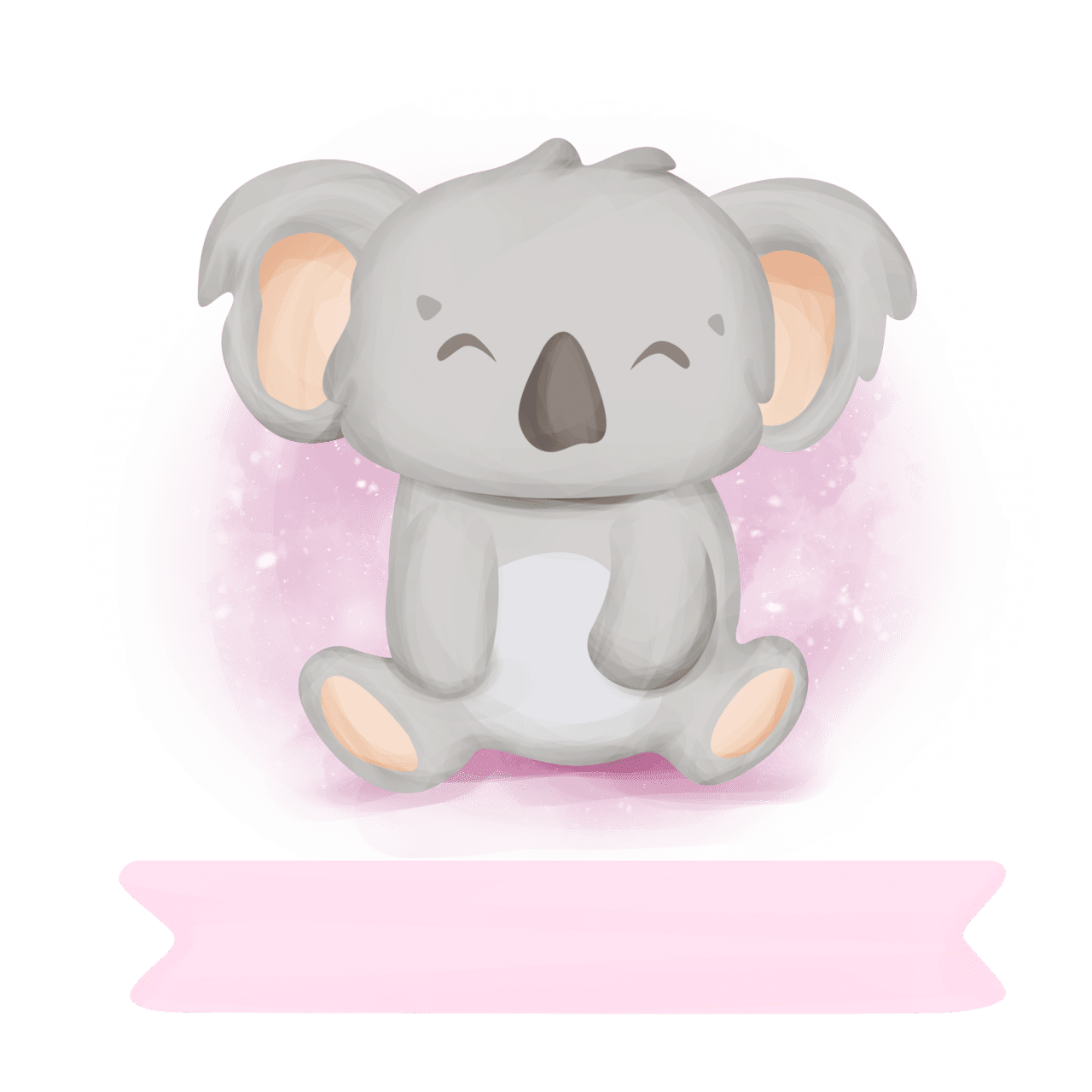 Baby koala sits and smiles clipart logo