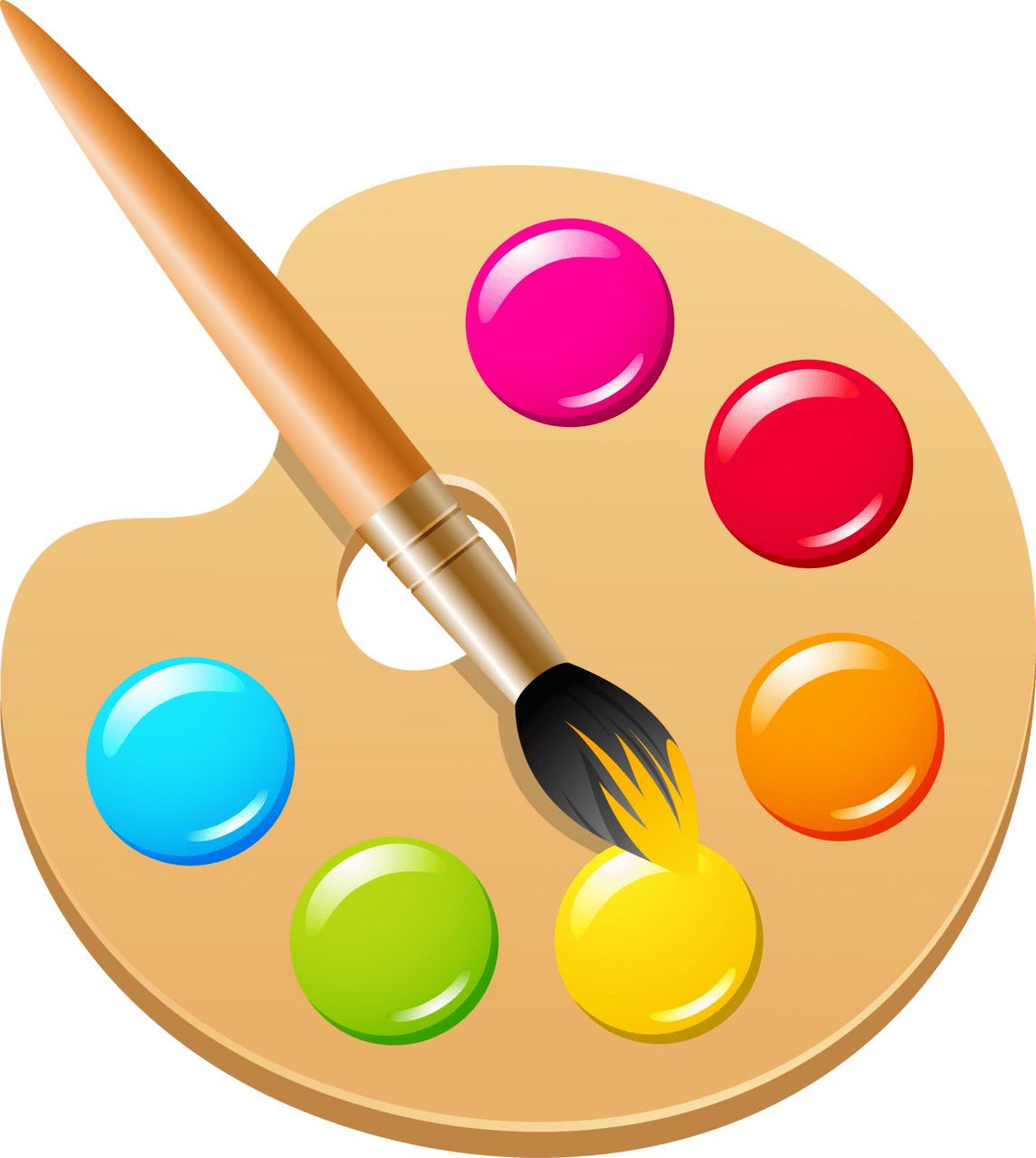 Paint and paintbrush pigment color ink brush clipart painting plate background