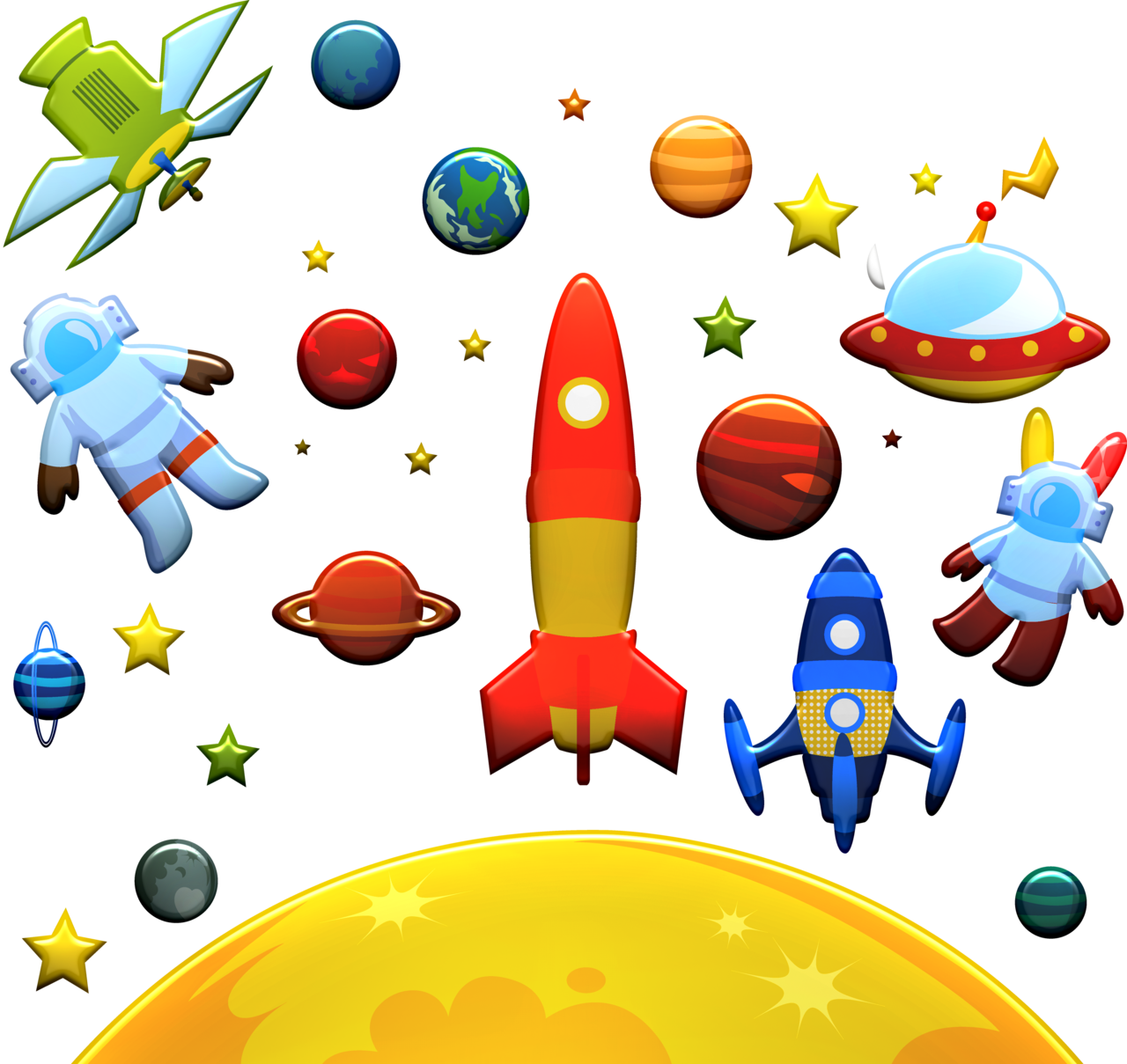 Clipart of the astronaut space planets image