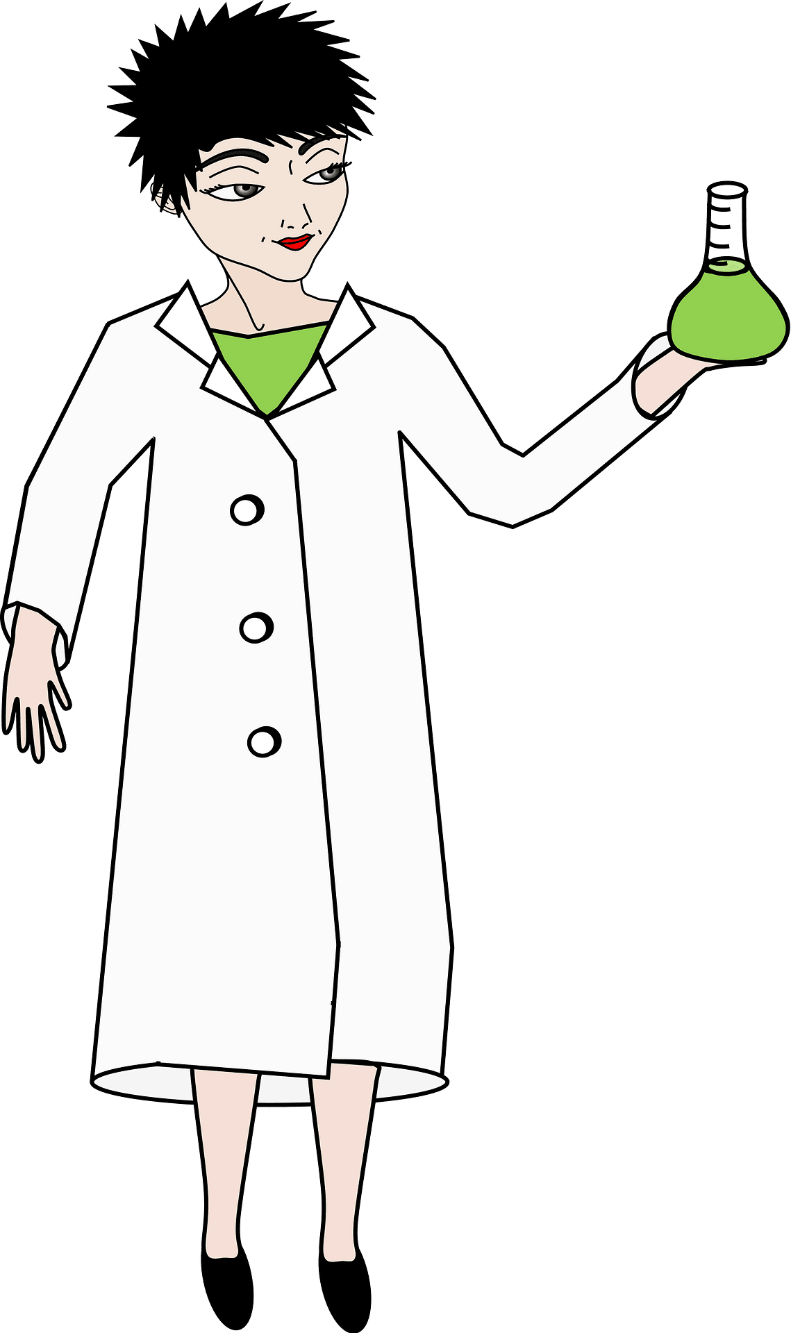 Female scientist holding beaker vector clipart images