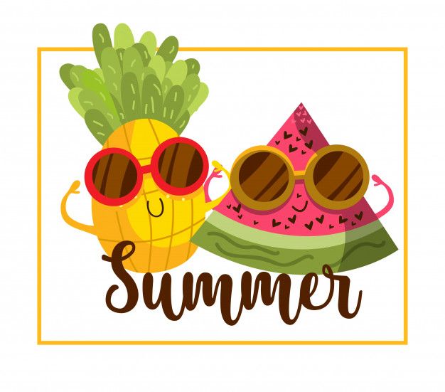 Summertime dibujos animados de frutas verano vector premium clipart