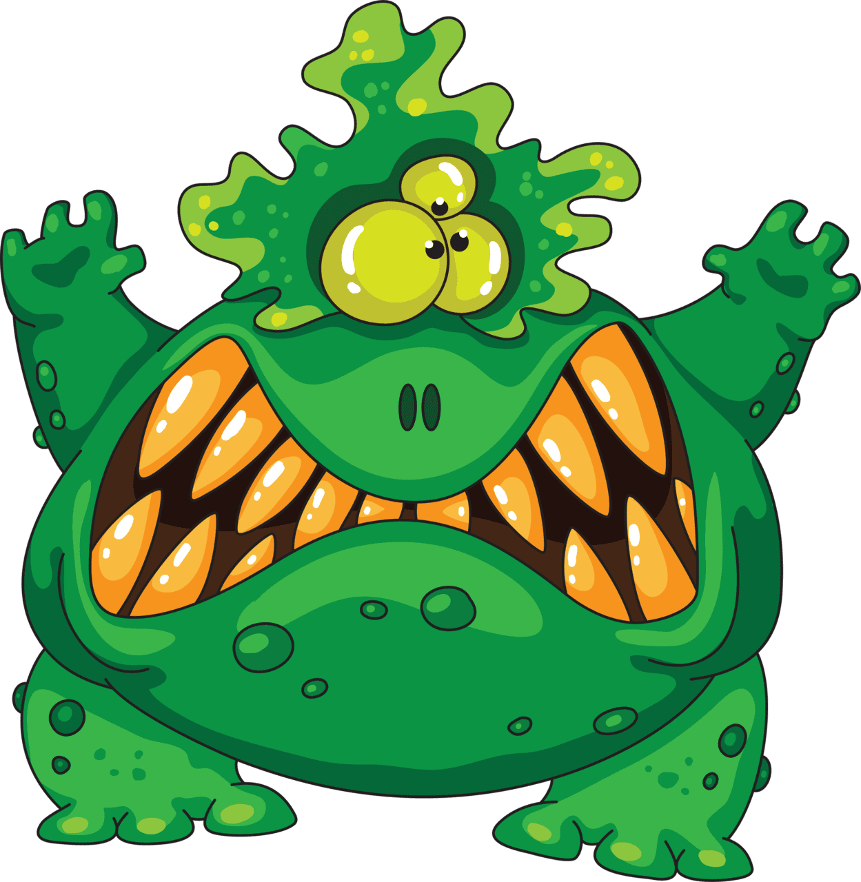 When little green monster out to play clipart vector