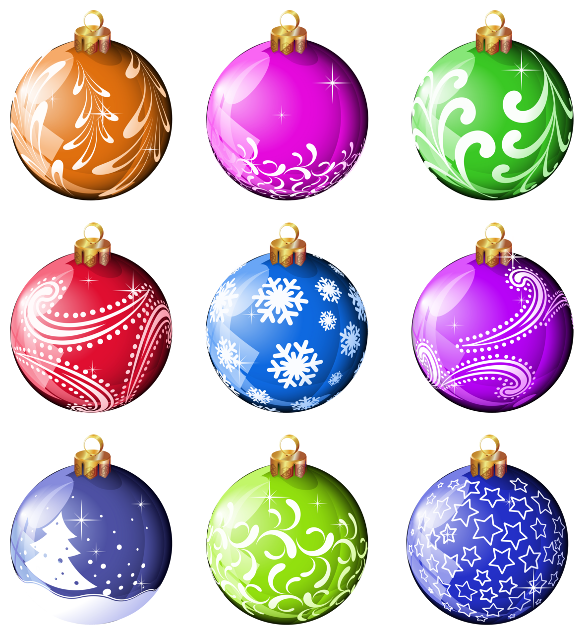 Collection christmas balls ornaments clipart clip art