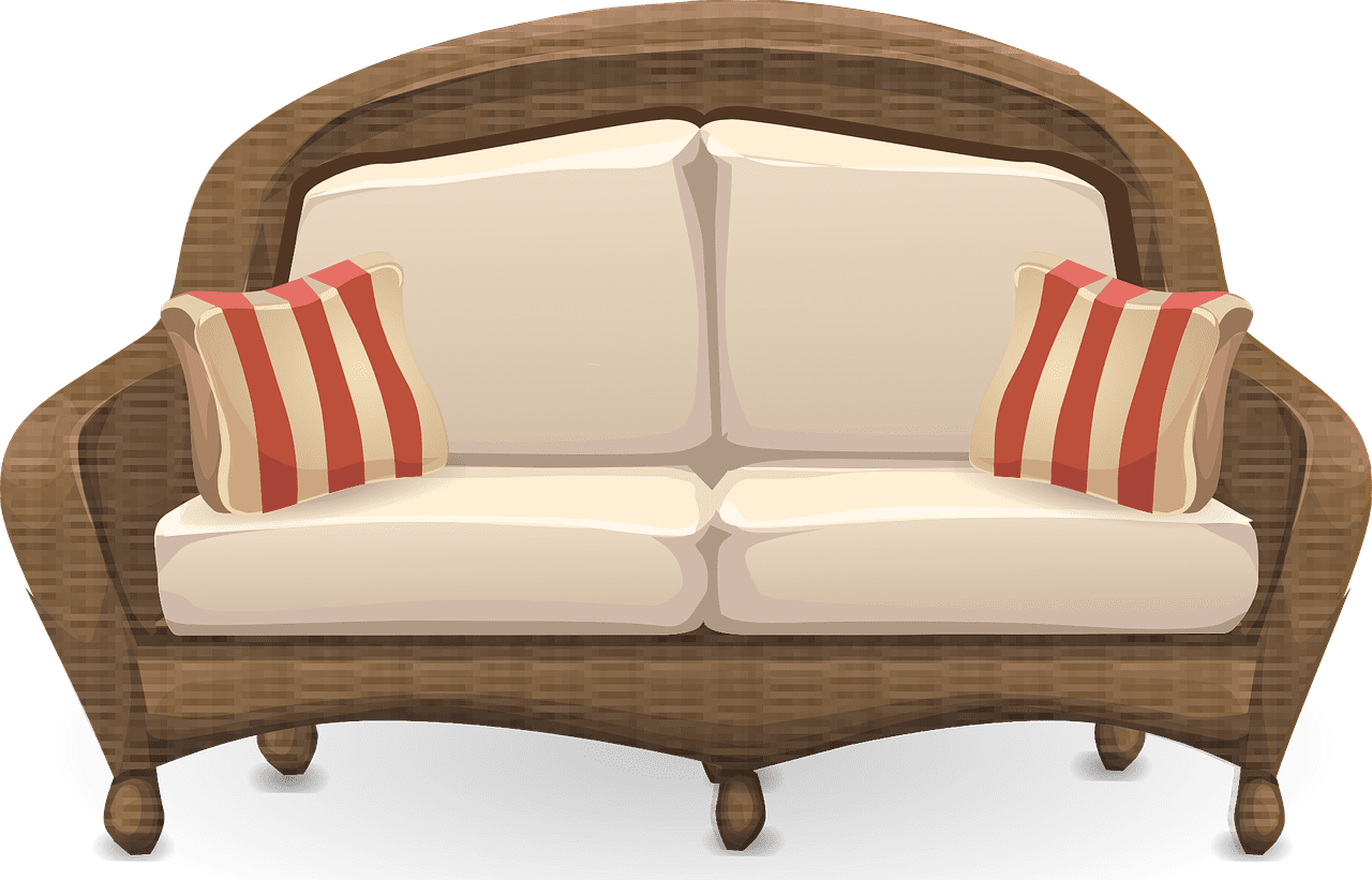 Couch sofa wicker vector graphic clipart