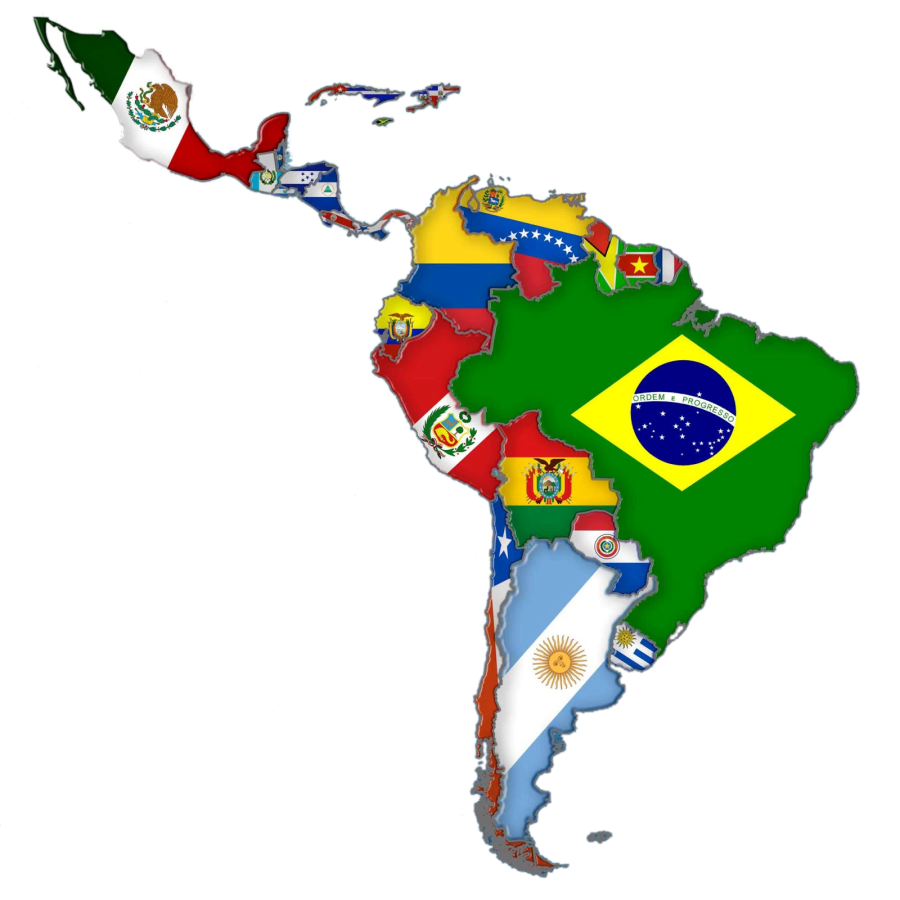 Map latin of flags america south clipart background