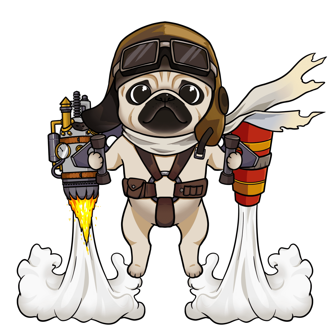 Sky high canine jet pack pug unleash adventure with our futuristic shirt design clipart background