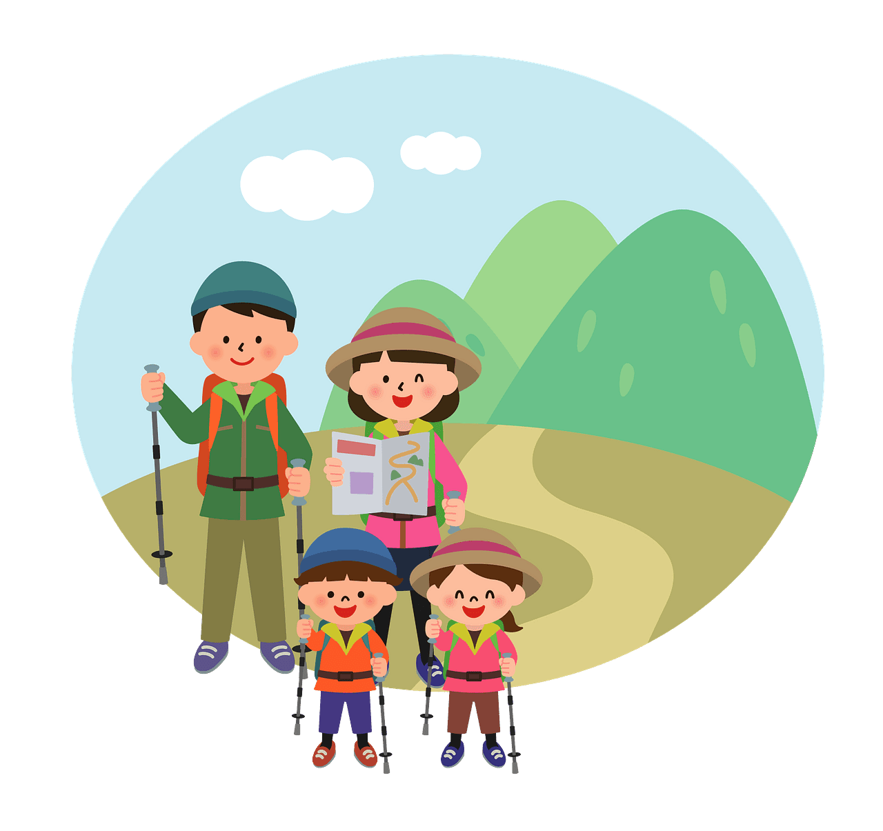 Hiking family vector clipart images