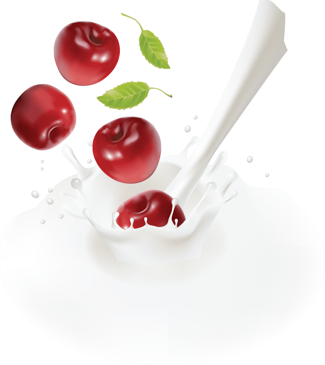 Milk and cherrys clipart transparent