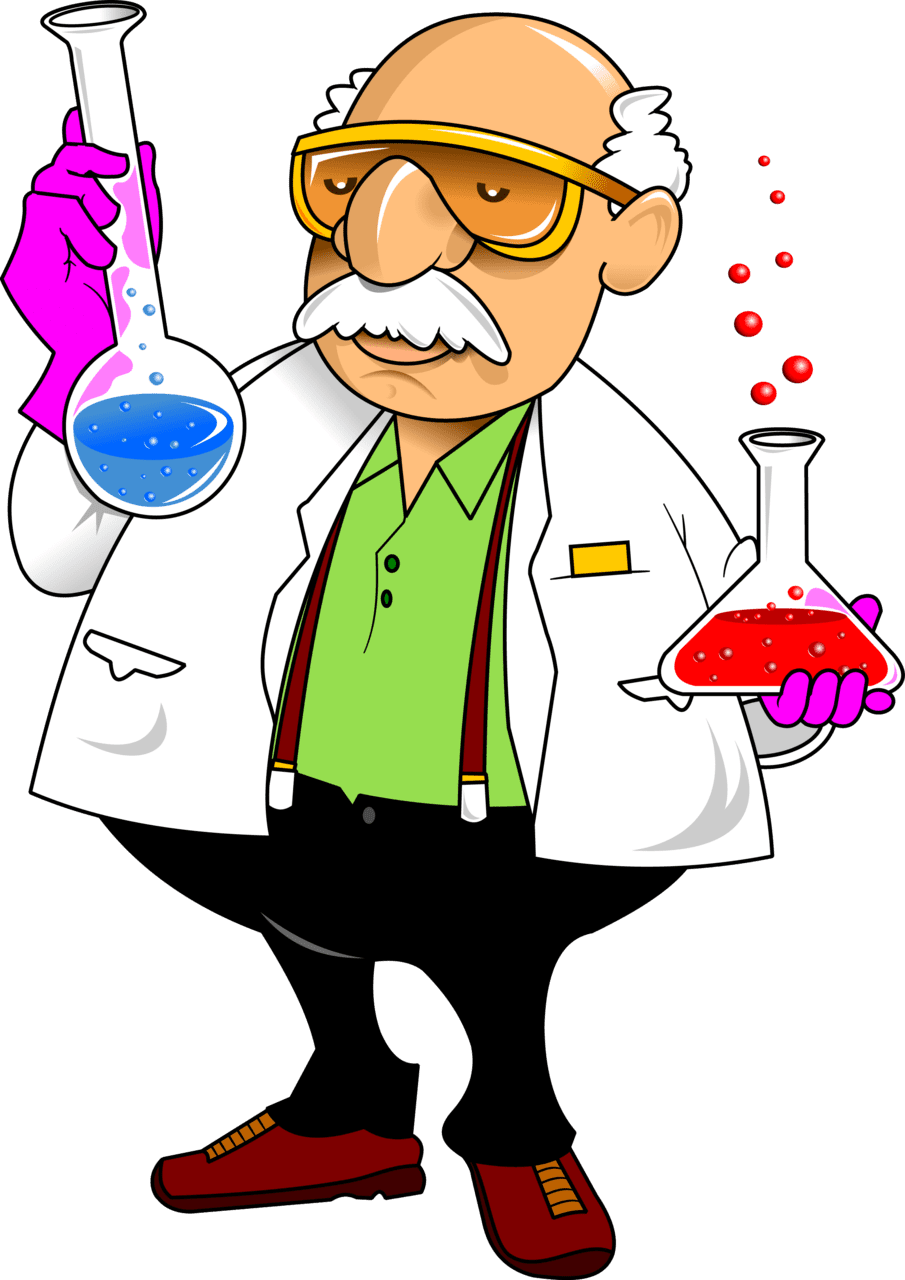 Scientist laboratory chemistry cartoon science teacher clipart logo