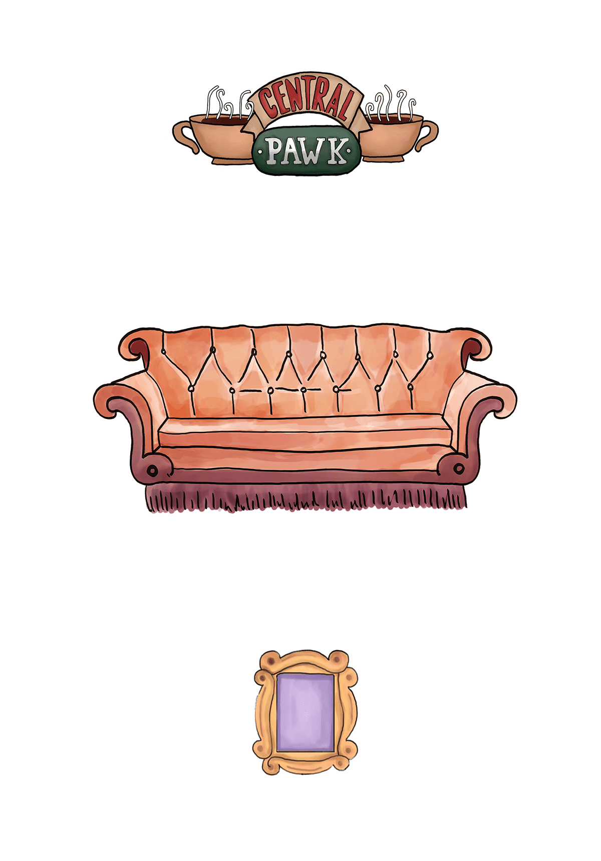 Couch friends tv show design clipart logo