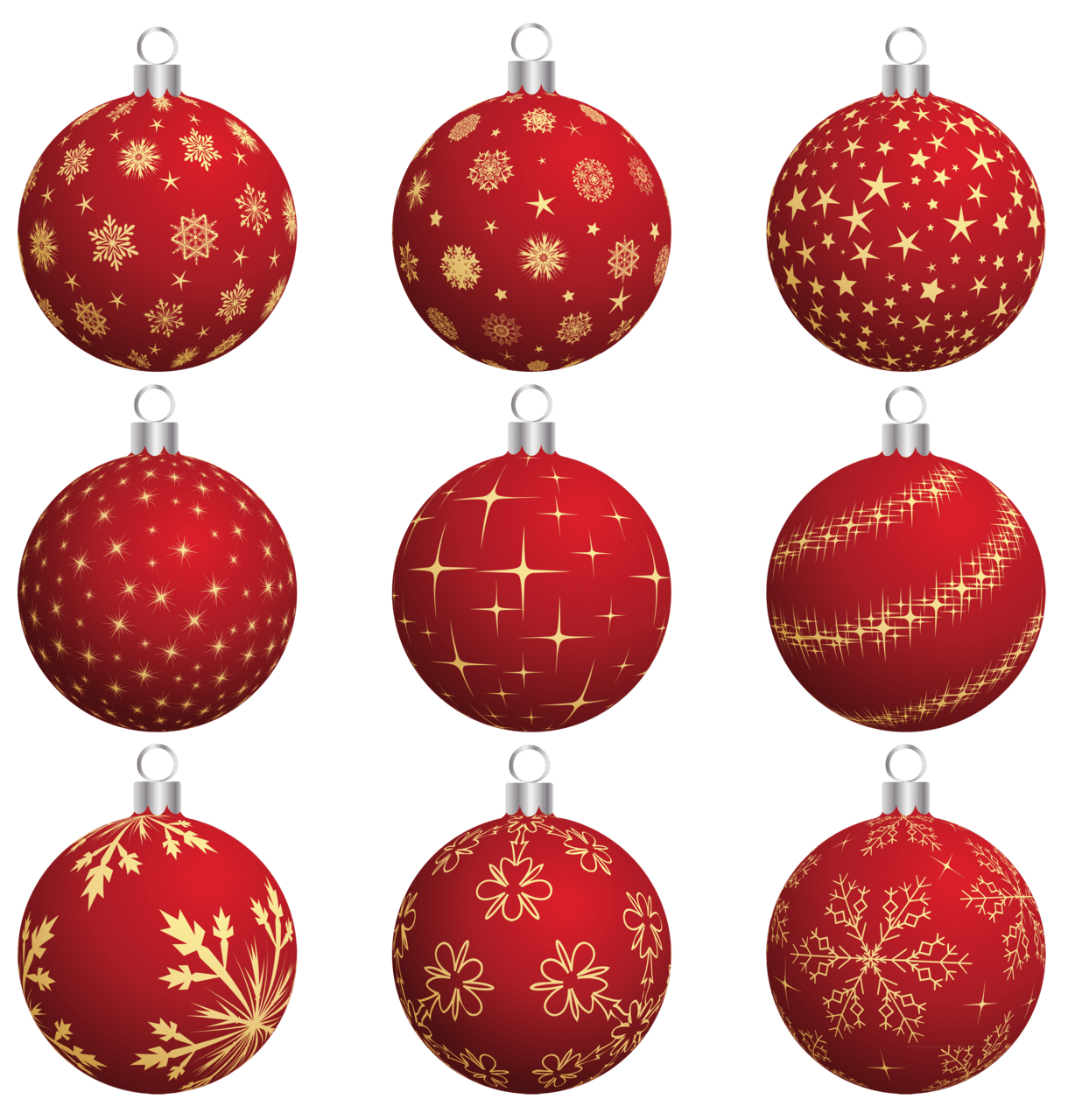 Large red christmas balls collection clipart free