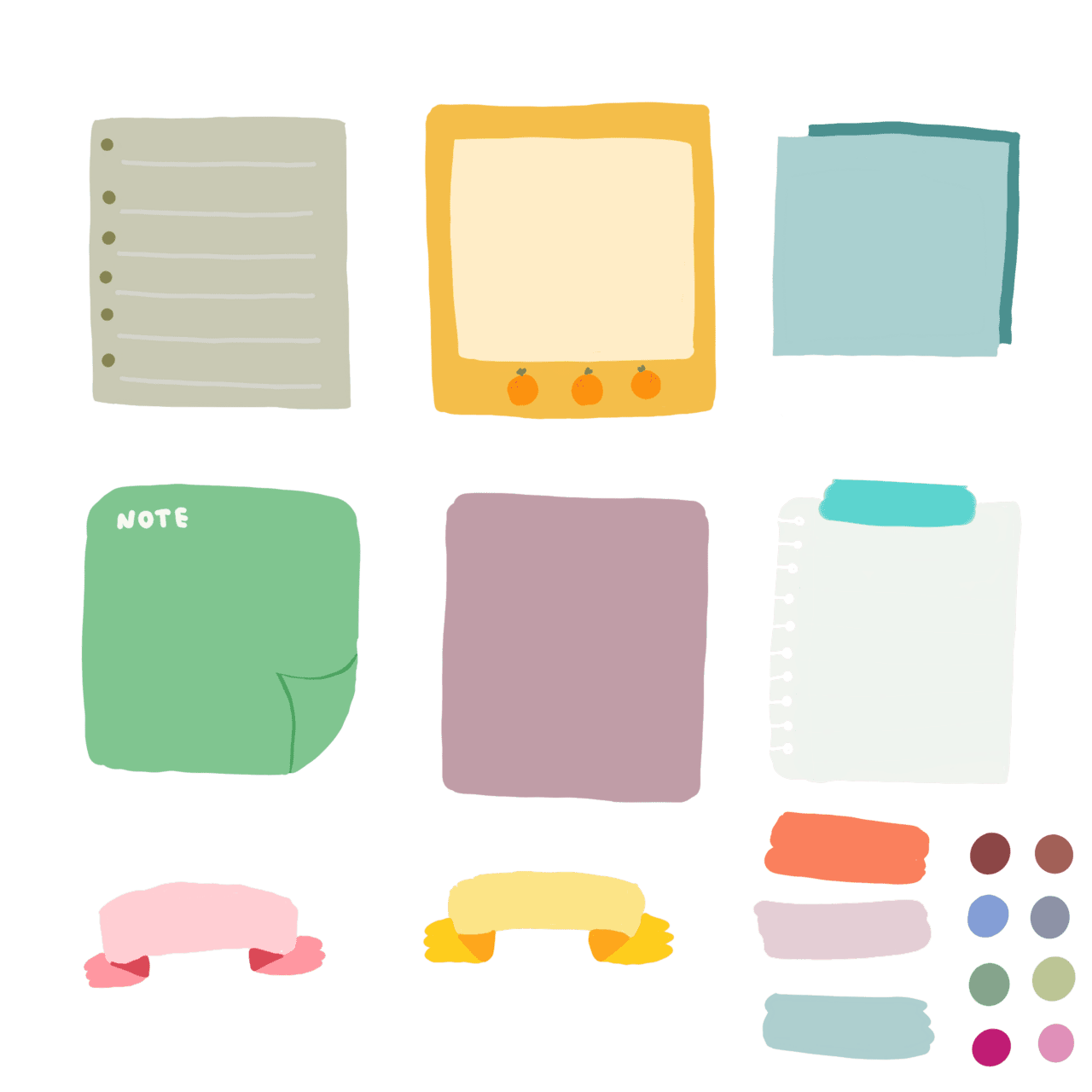 Notebook post it stickers clipart transparent