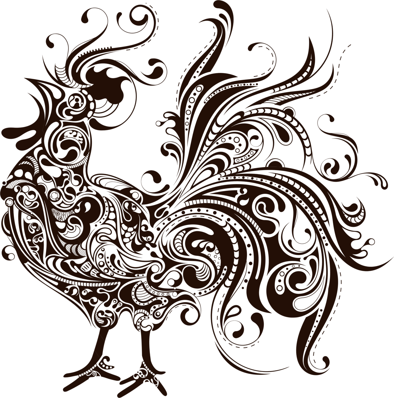 Abstract rooster silhouette clipart transparent