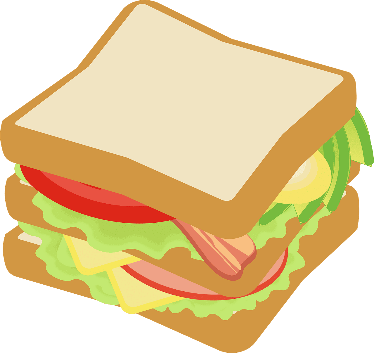 Sandwich with lunch meat cheese vegetables vector clipart images