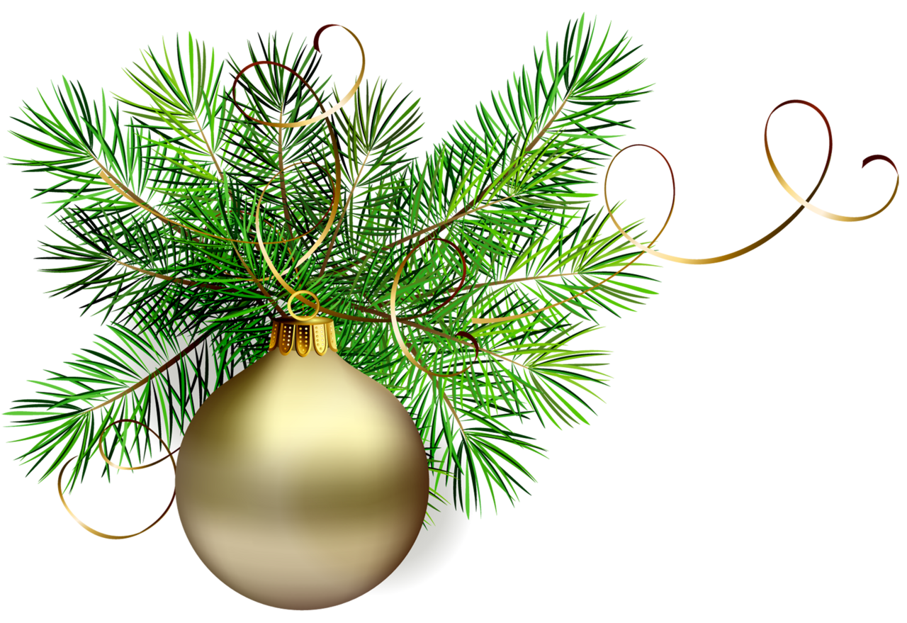 Christmas balls gold ball with pine clipart logo