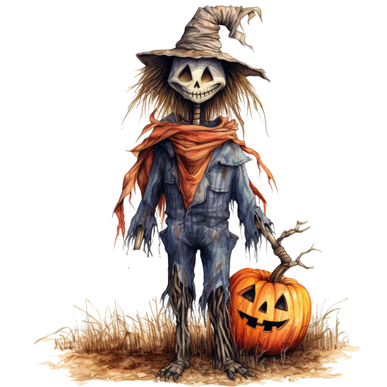 Halloween pumpkin watercolor vintage clipart mega bundle happy logo