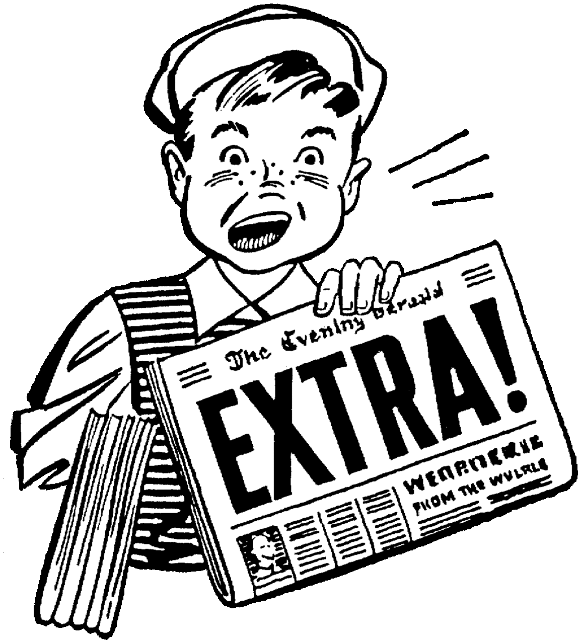 Newspaper extra read all about it clipart photo