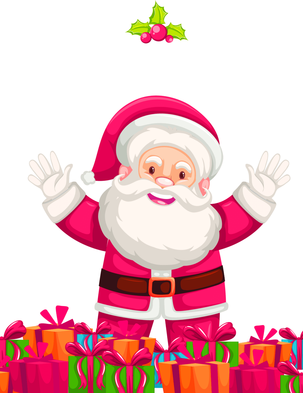 Merry christmas santa claus with box wishes vector clipart