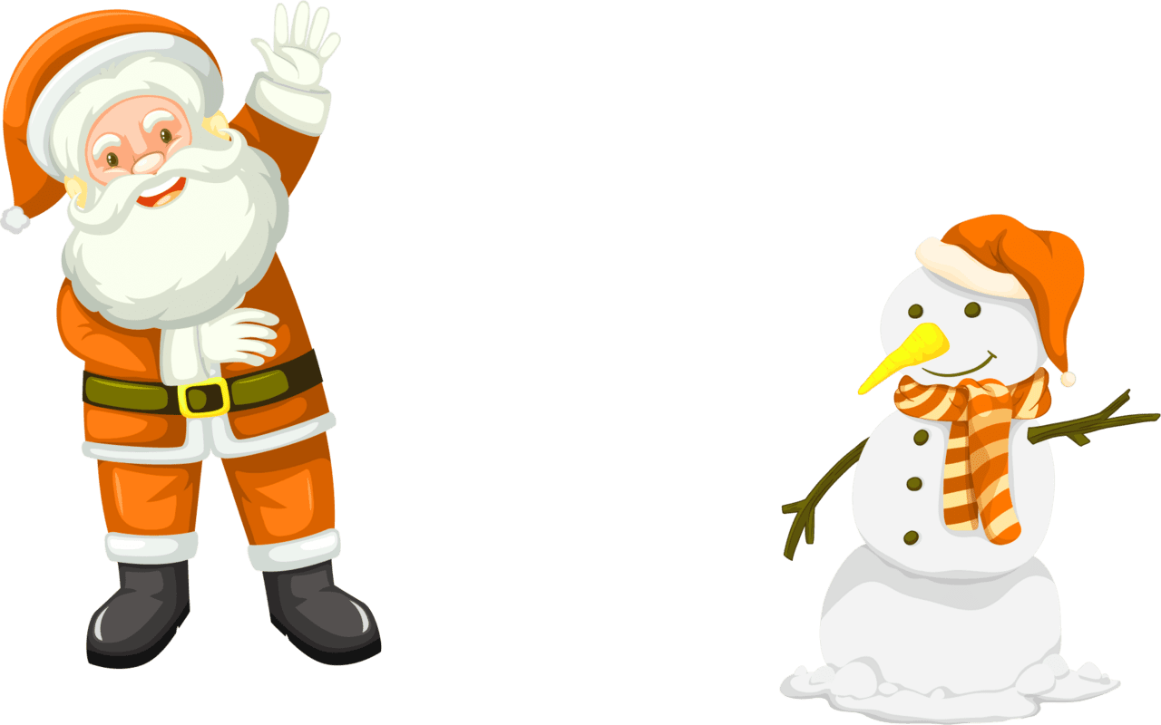 Clipart santa claus snow man poster vector