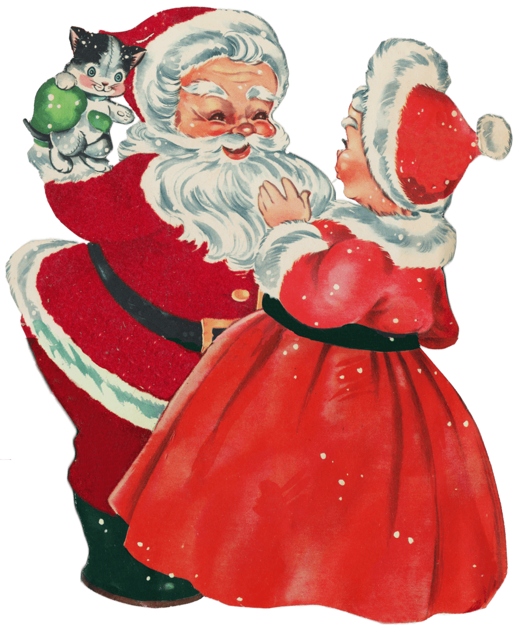 Santa claus mrs vintage christmas images old prints clipart