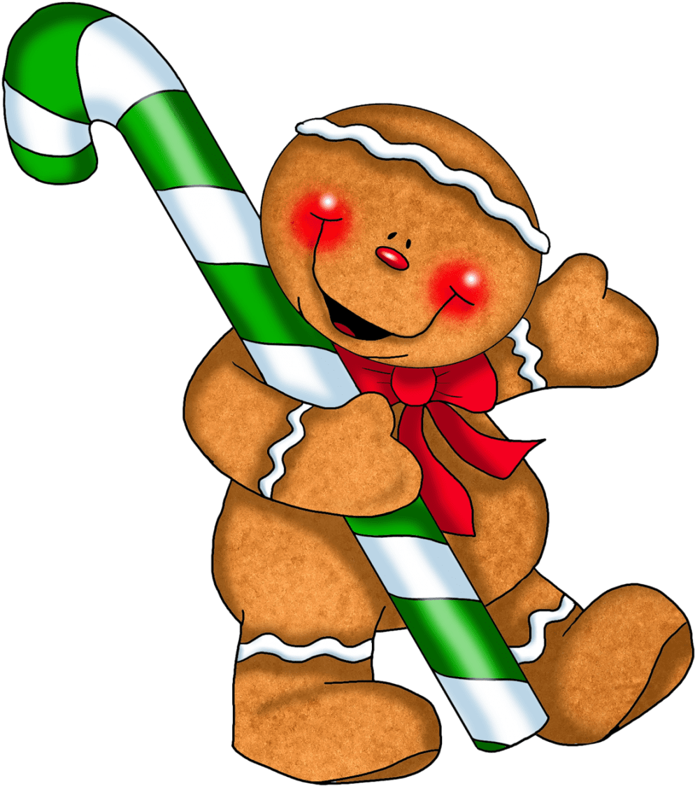 Christmas clipart printable gingerbread man holding candy cane image