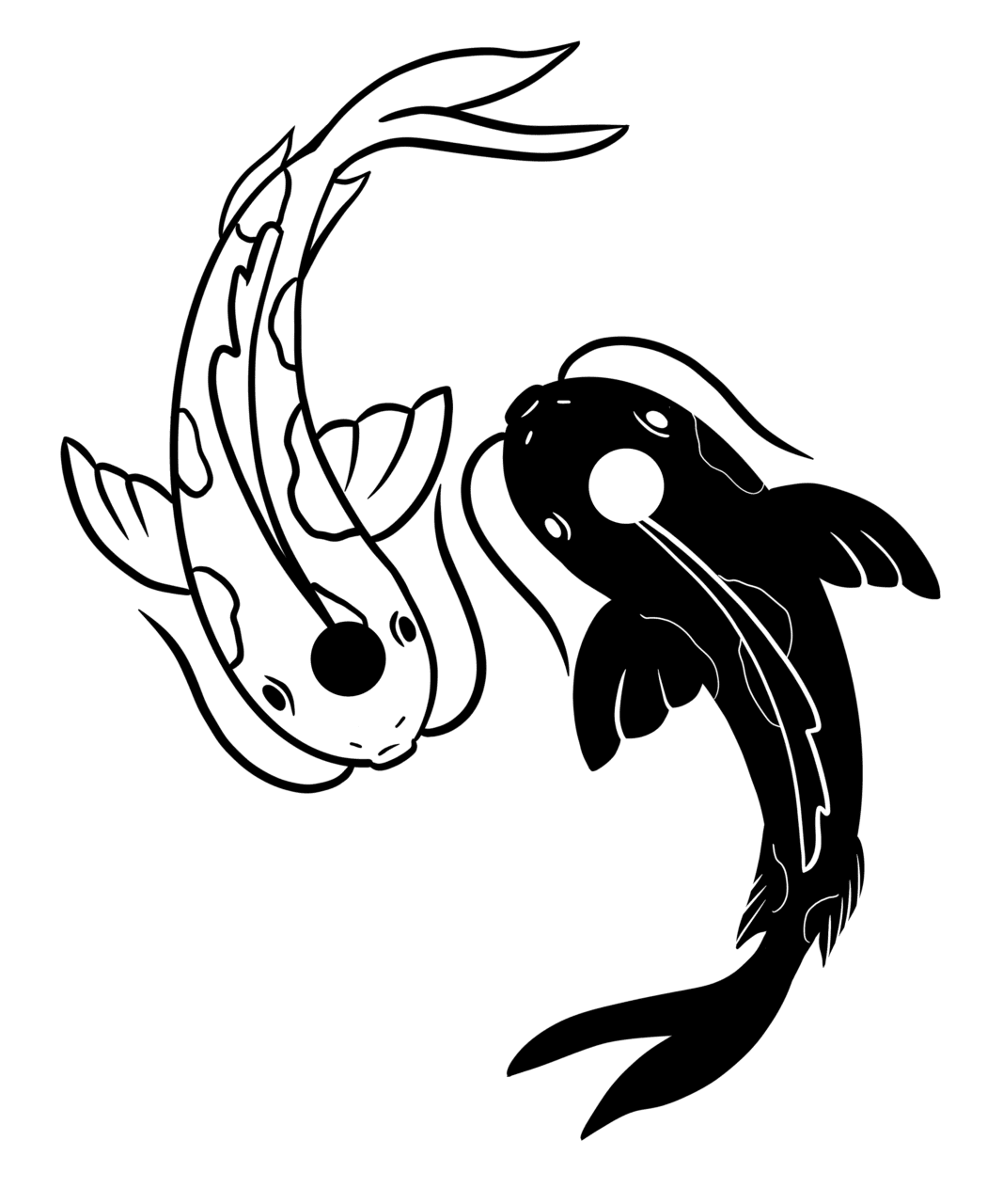 Fish black and white yin yang koi the last airbender clipart transparent