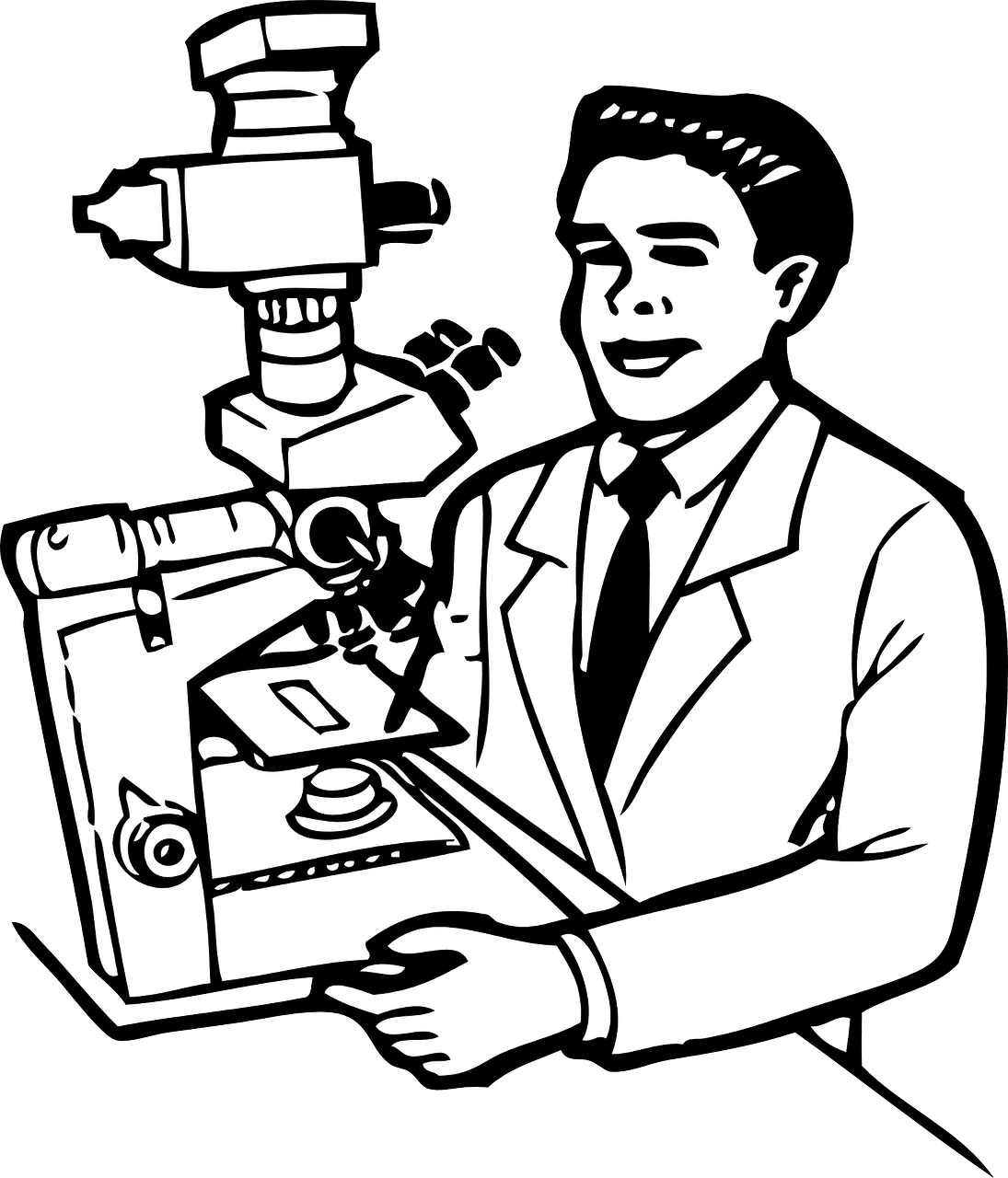 Scientist microscope lab analysis vector graphic clipart