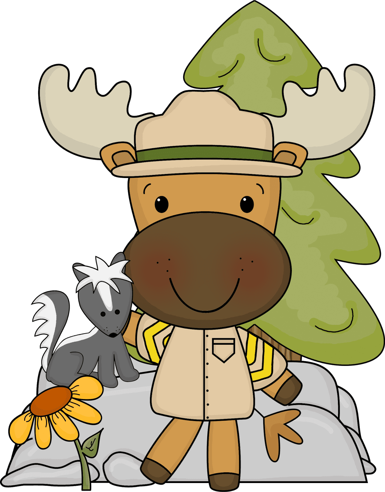 Moose calling all forest friends classroom campers and woodland wanderers clipart logo