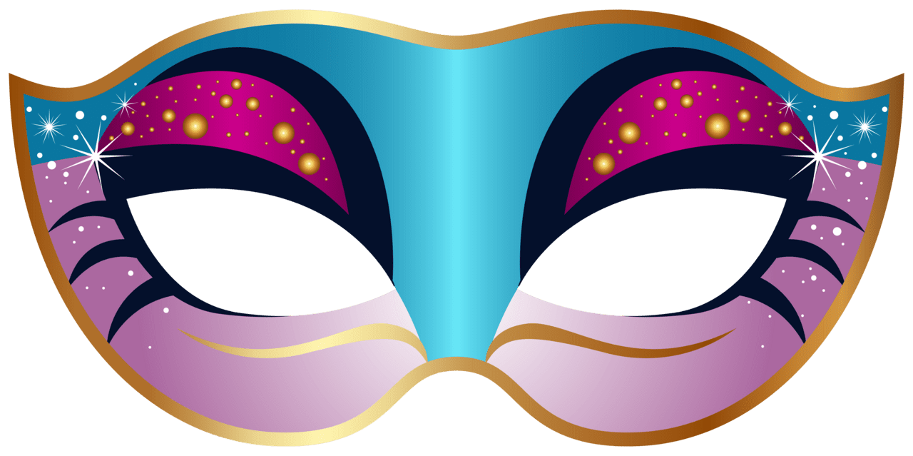 Blue and pink carnival mask clipart image