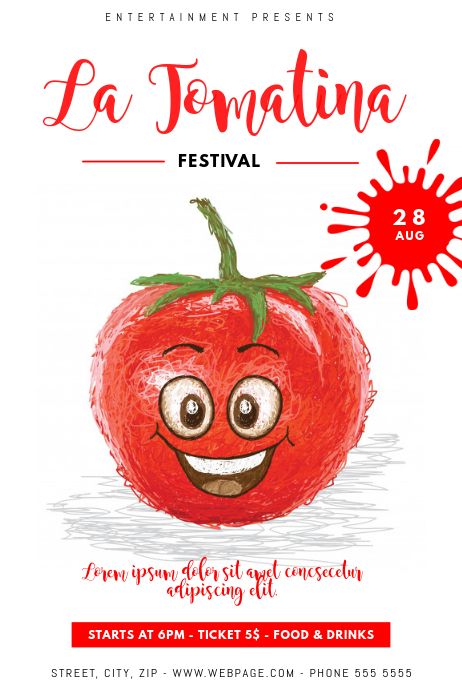 Tomato la tomatina festival flyer template clipart background