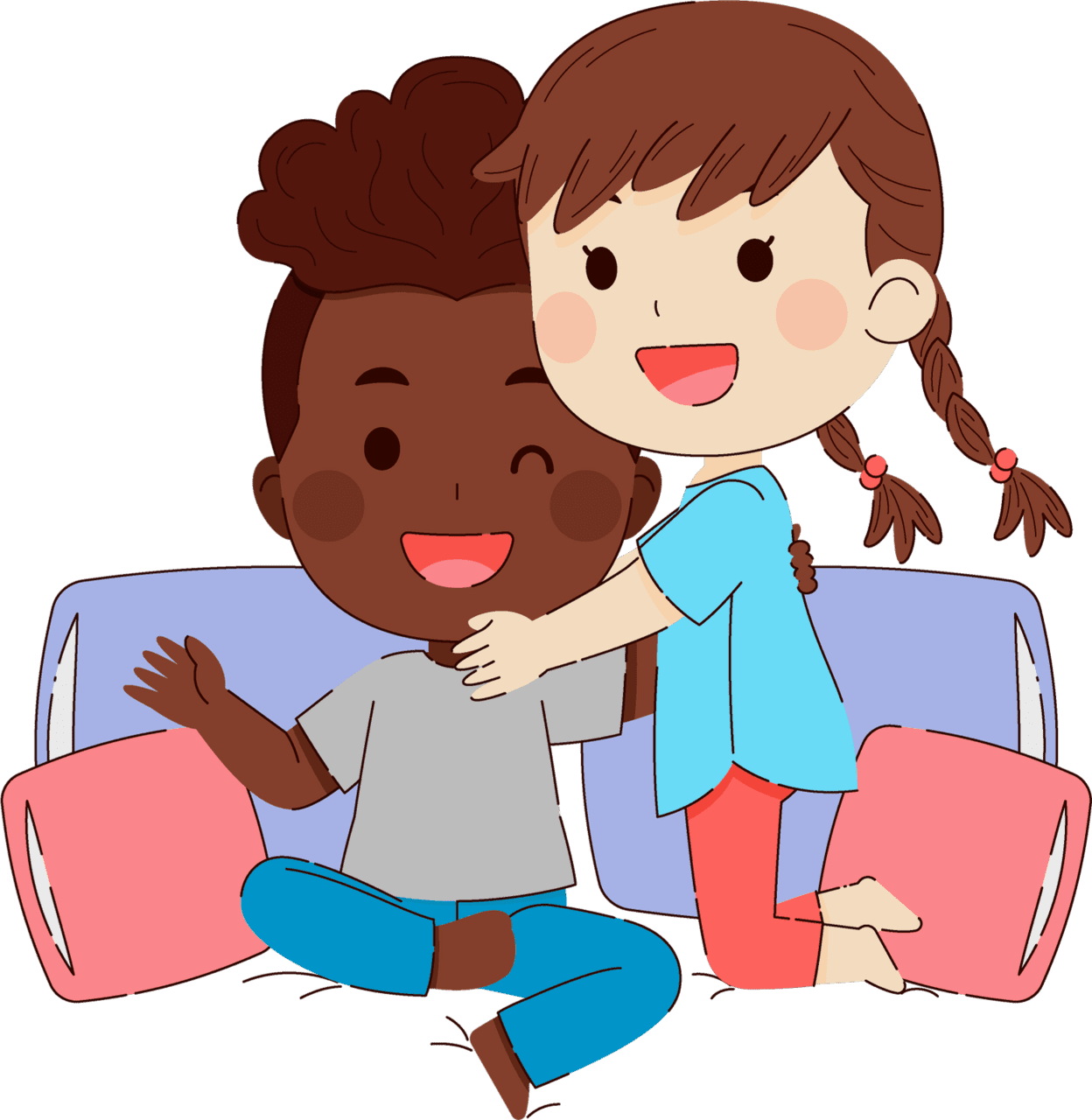 Happy hug day couple sett image clipart