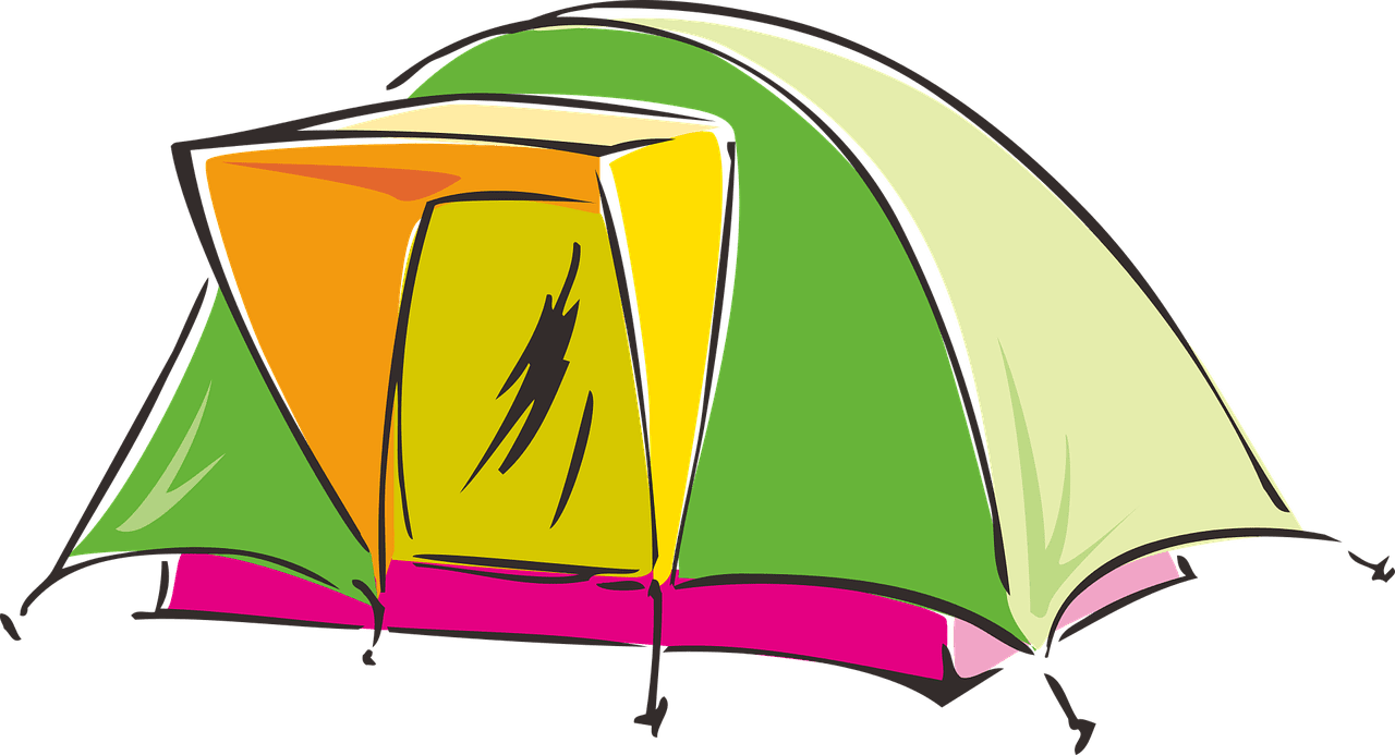 Tent camping cutout vector graphic clipart