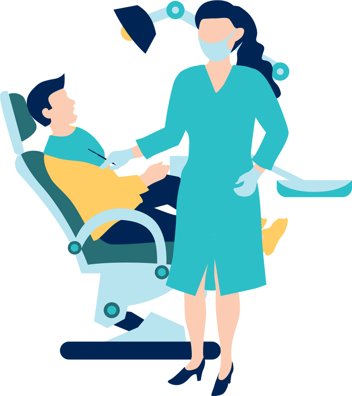 Dentist is treating patient clipart image