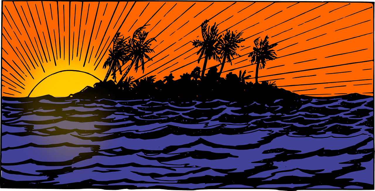 Tropical sunset vector clipart images