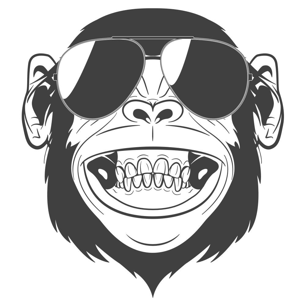 Gorilla orangutan headphones monkey chimpanzee laughing image high quality clipart